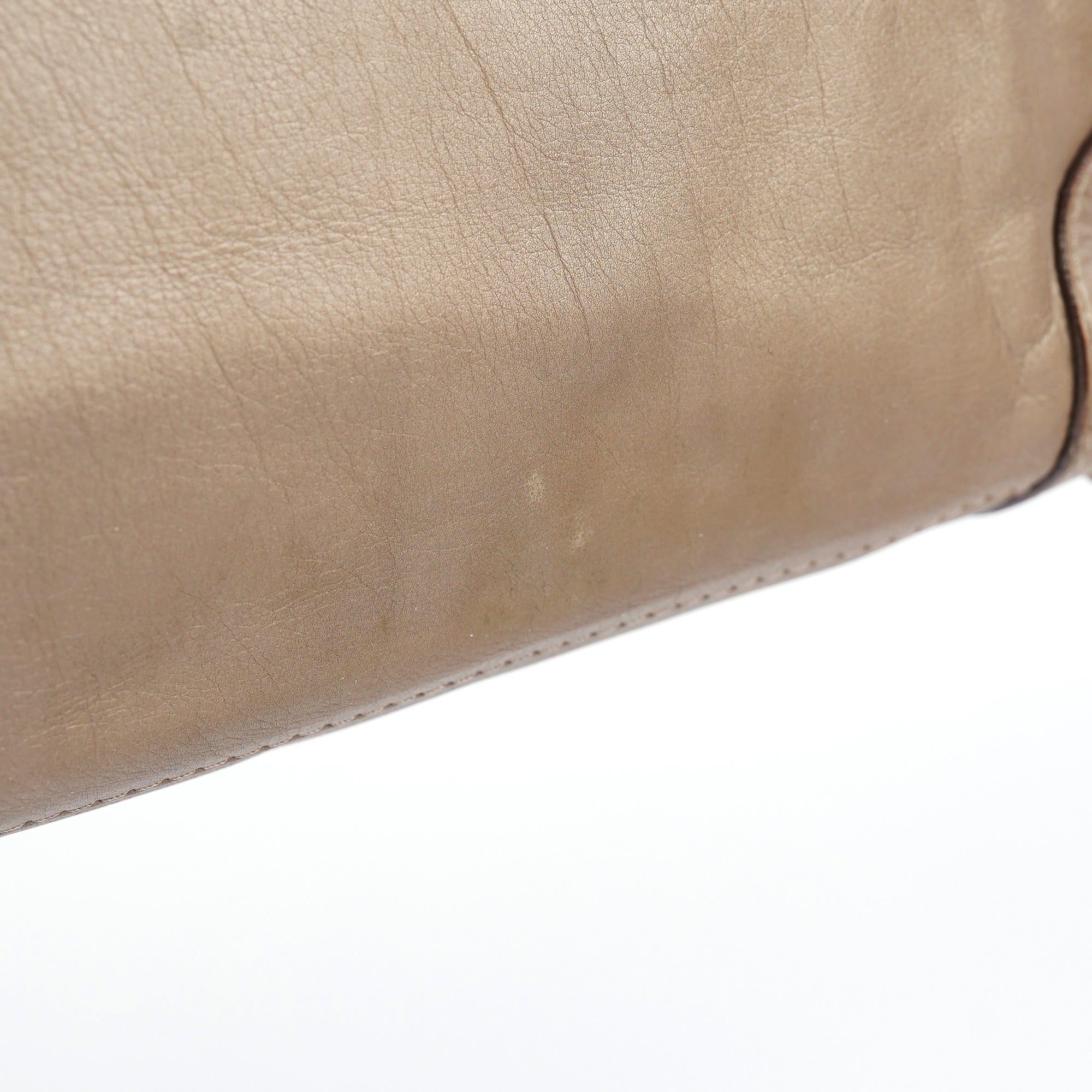 Beige Lambskin Leather Tote Bag