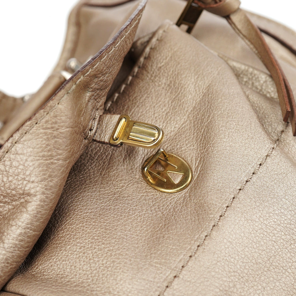 Beige Lambskin Leather Tote Bag