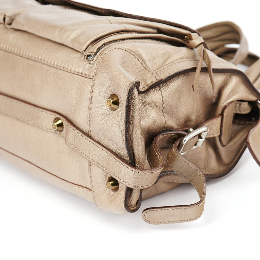Beige Lambskin Leather Tote Bag