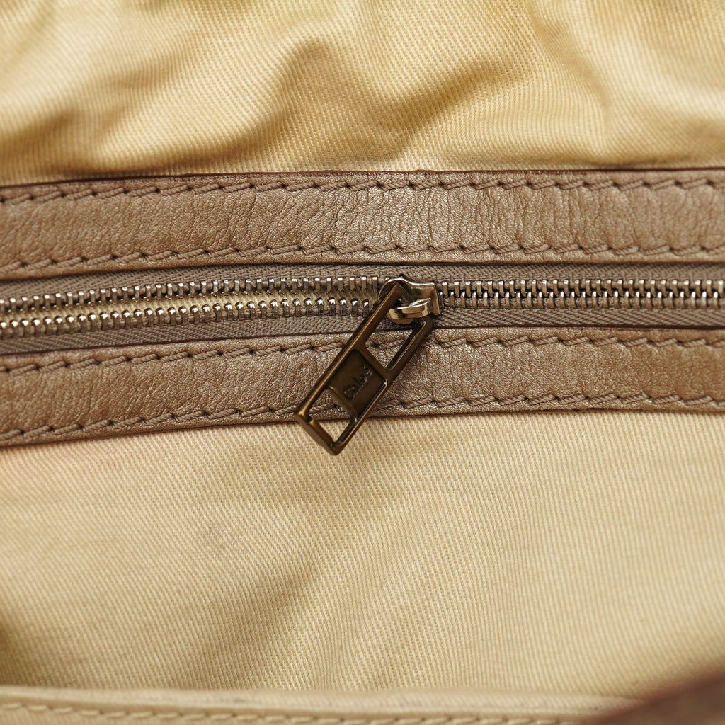 Beige Lambskin Leather Tote Bag