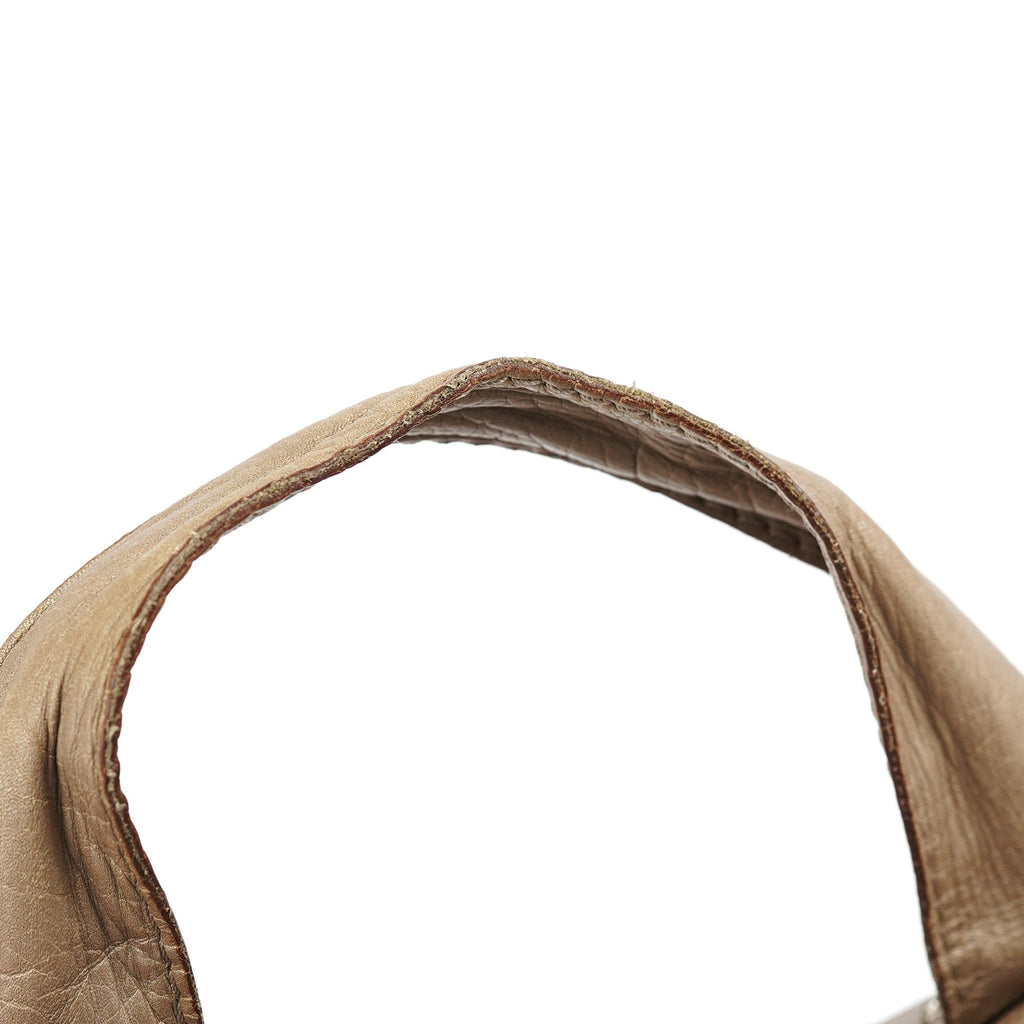 Beige Lambskin Leather Tote Bag