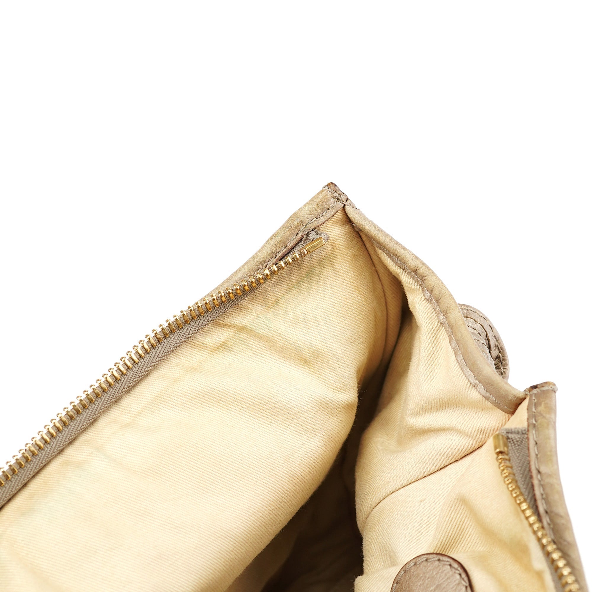 Beige Lambskin Leather Tote Bag