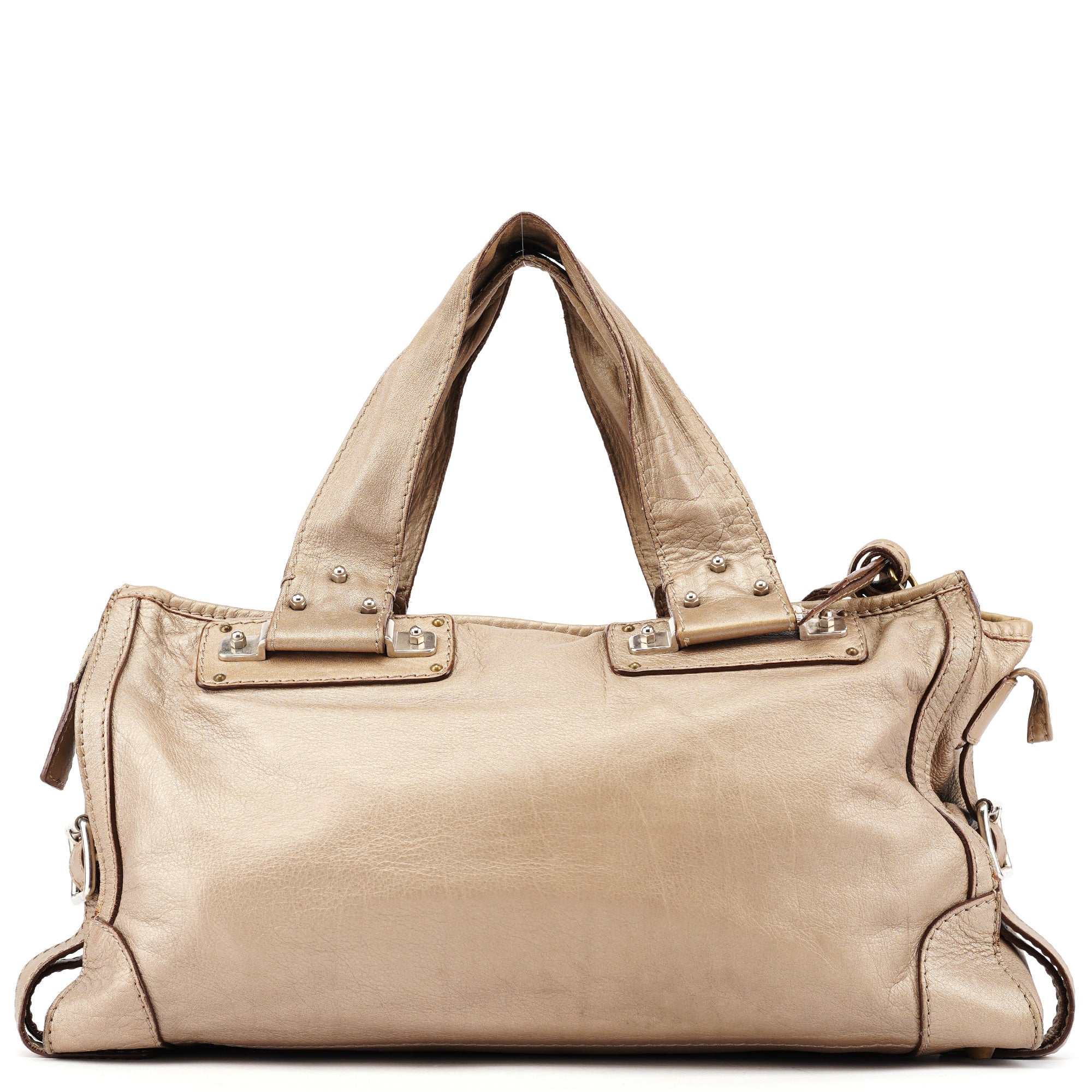 Beige Lambskin Leather Tote Bag