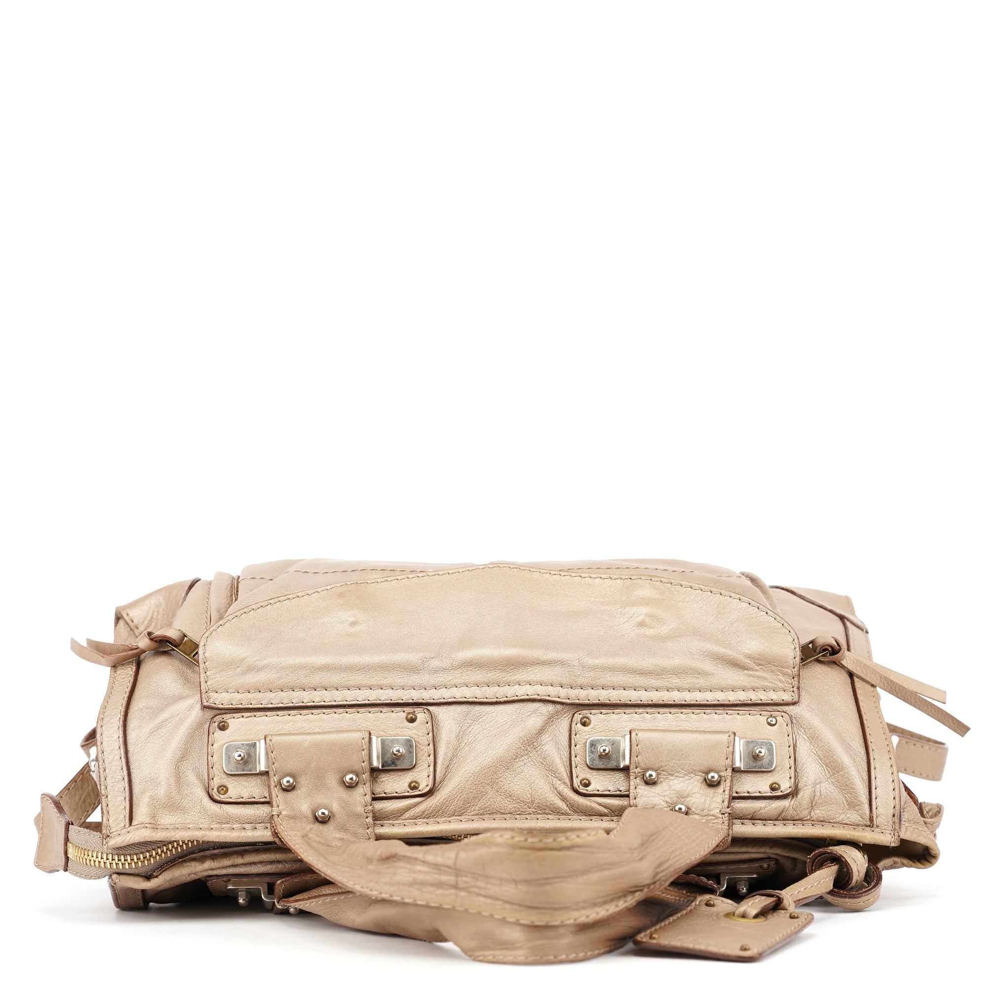 Beige Lambskin Leather Tote Bag