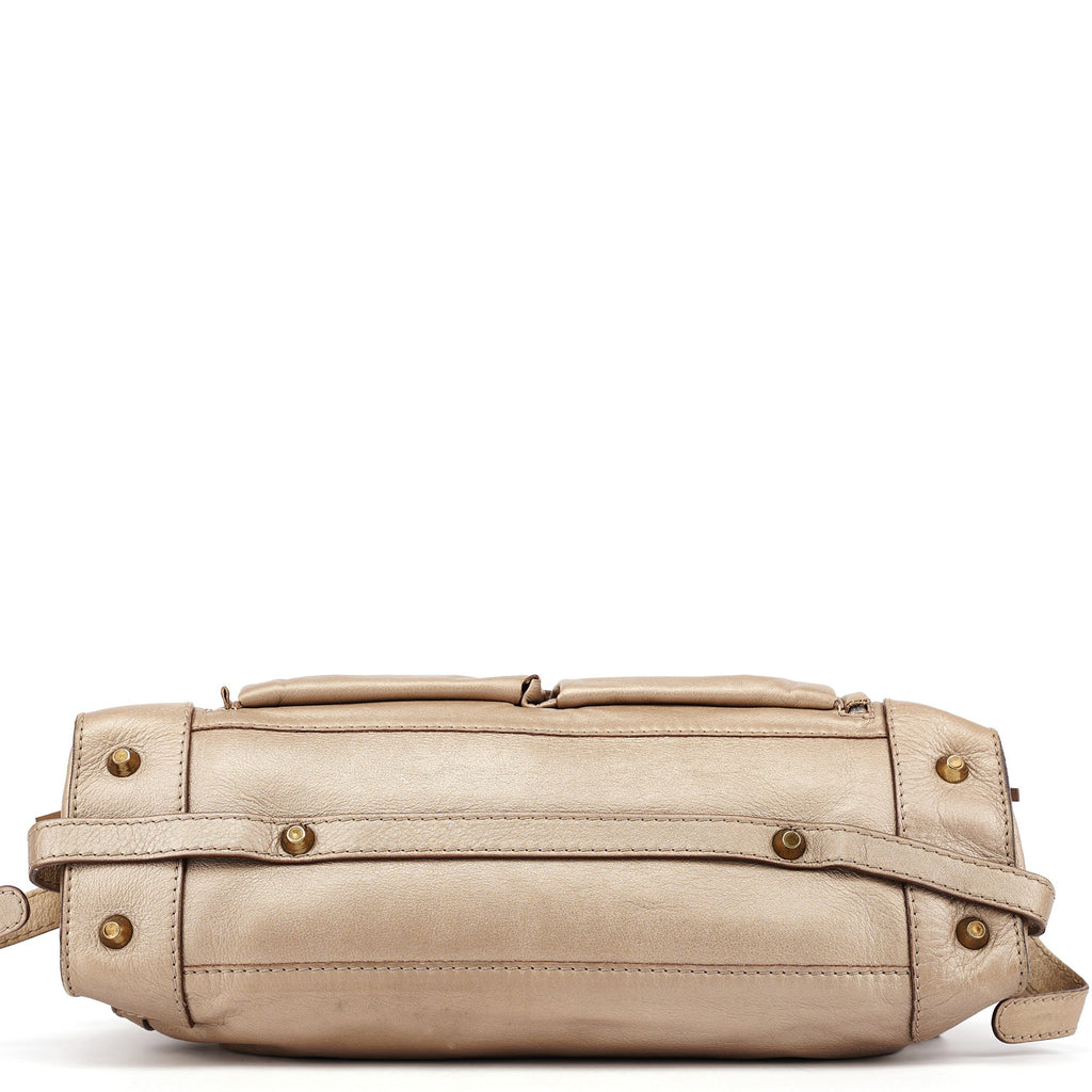 Beige Lambskin Leather Tote Bag