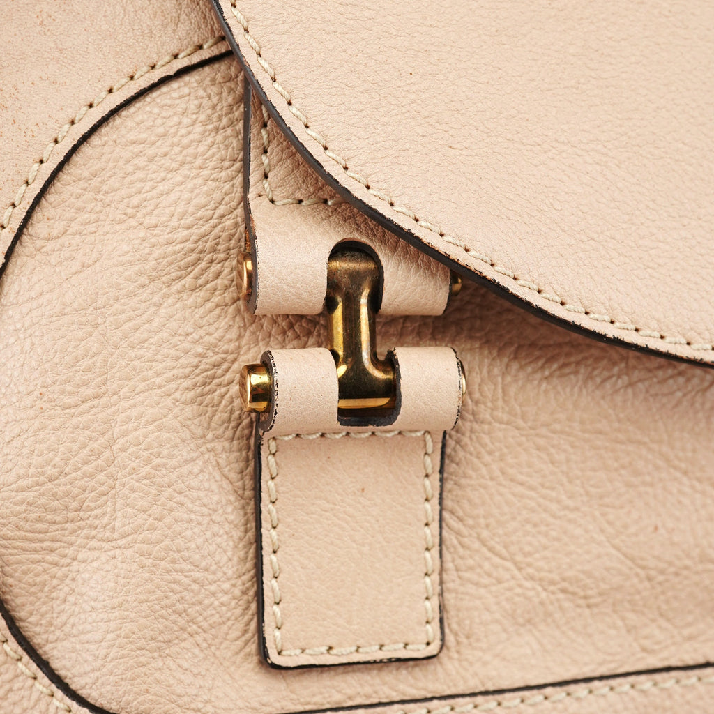 Beige Lambskin Leather Tote Bag