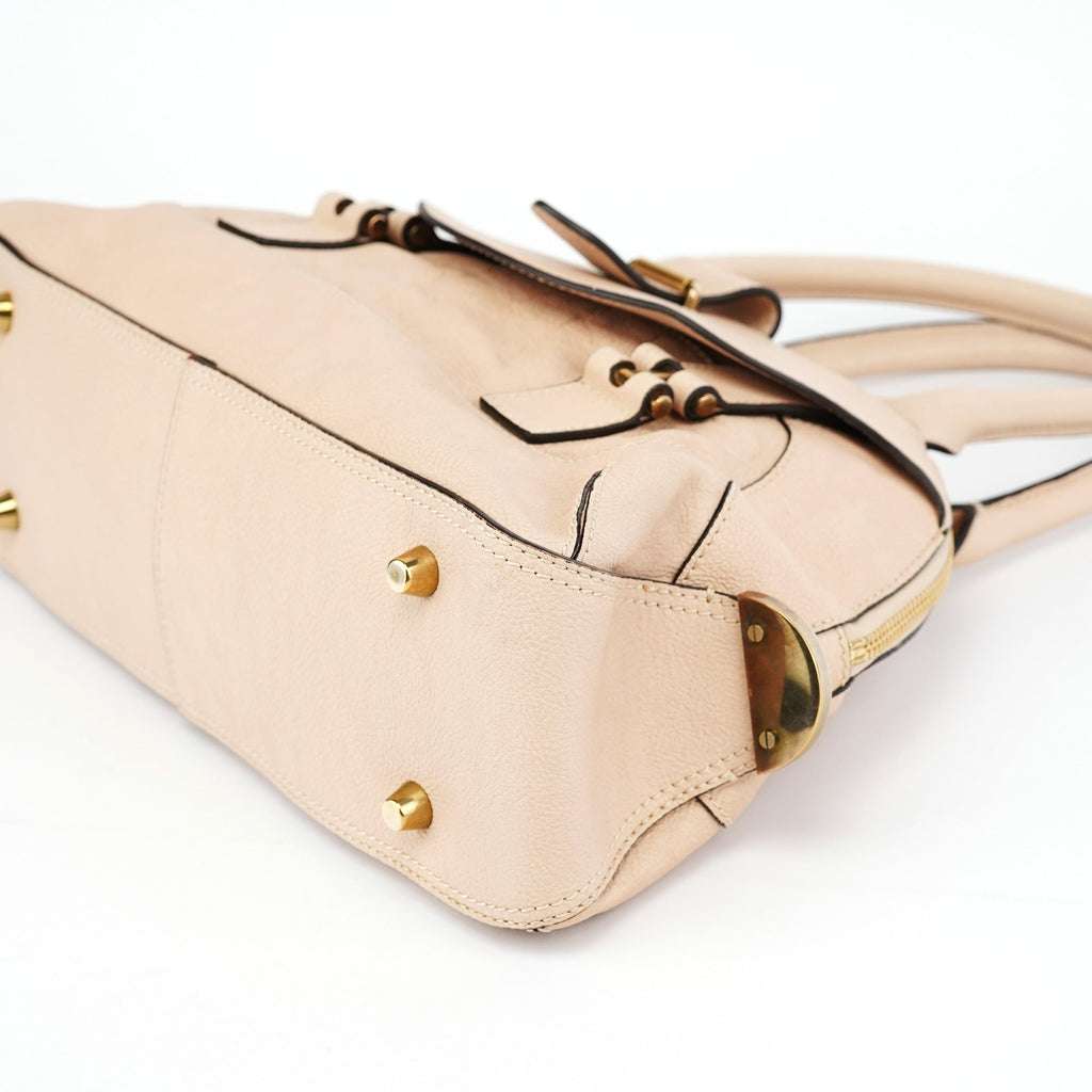 Beige Lambskin Leather Tote Bag