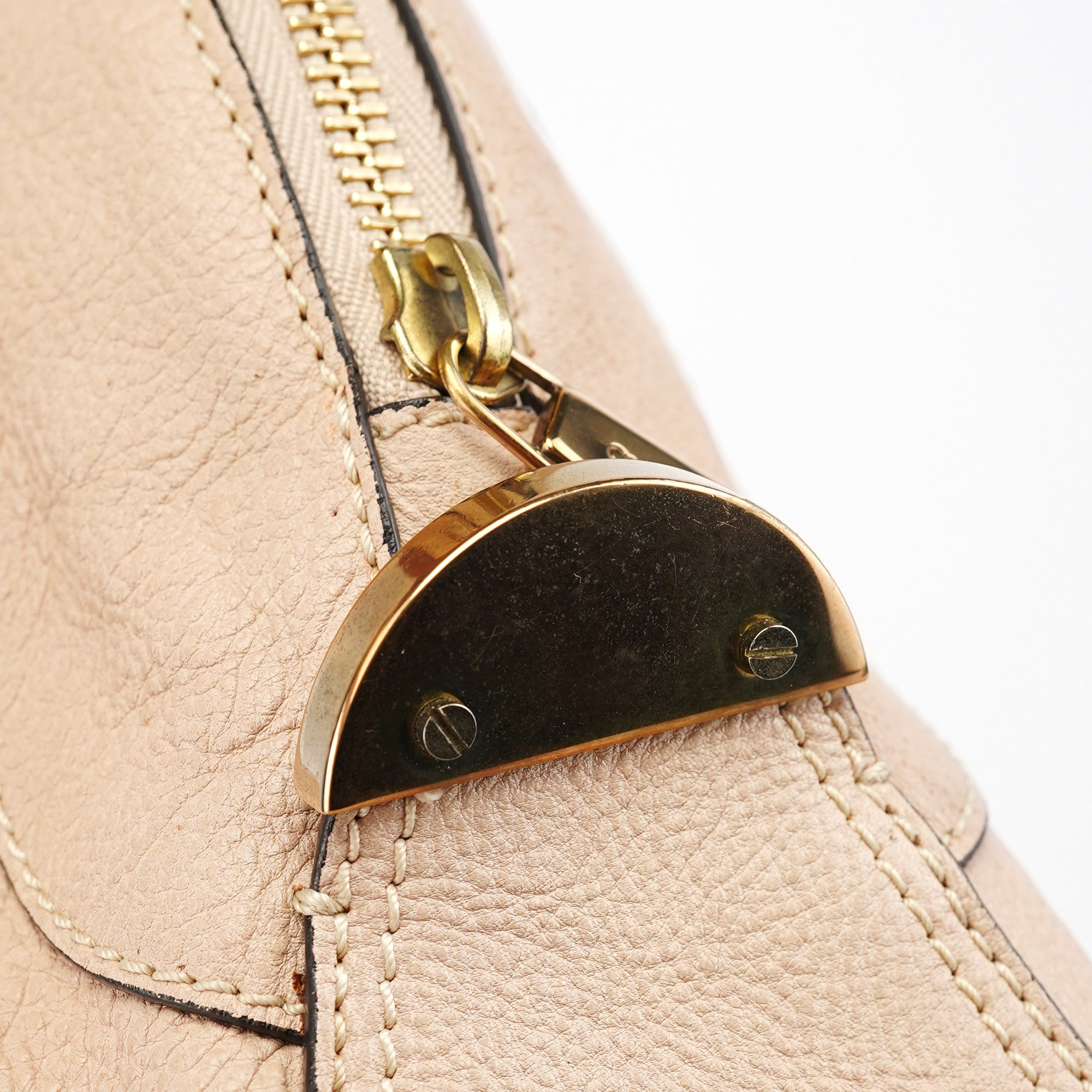 Beige Lambskin Leather Tote Bag