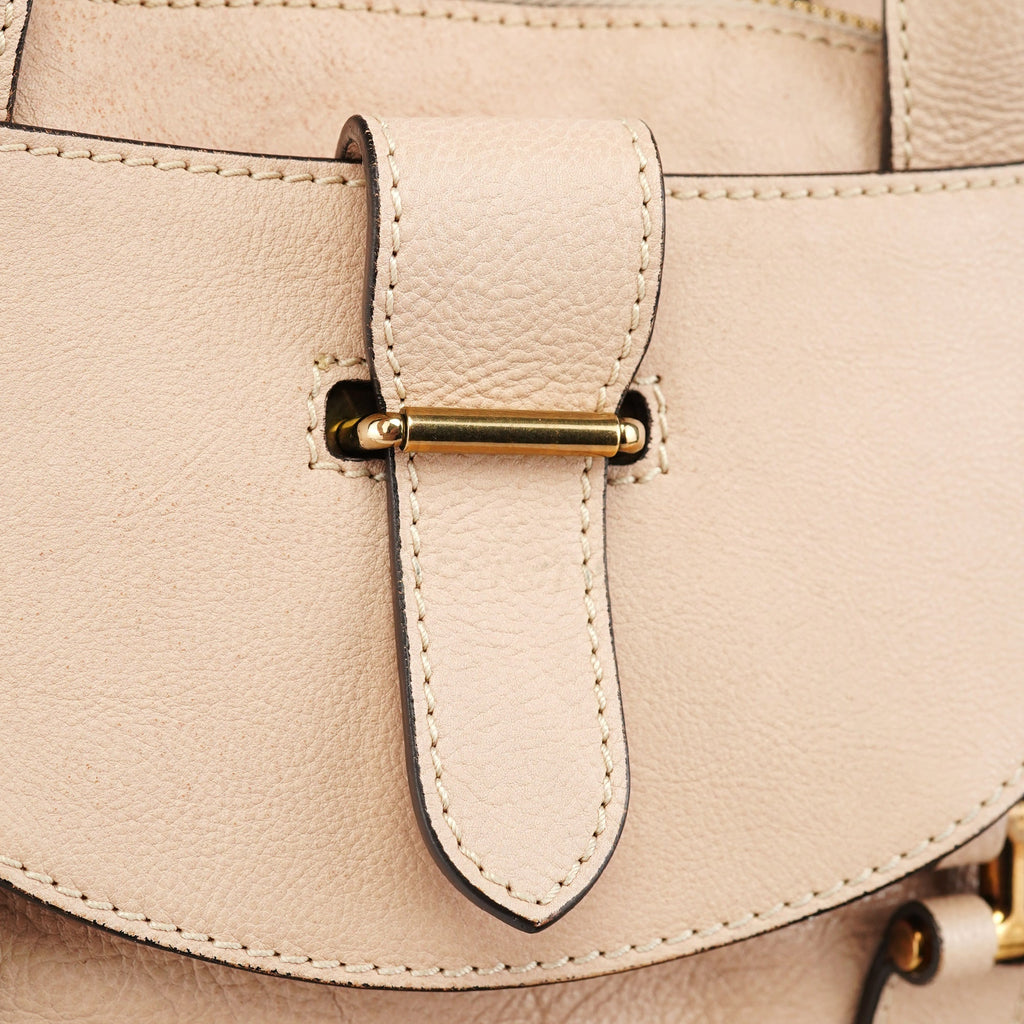 Beige Lambskin Leather Tote Bag
