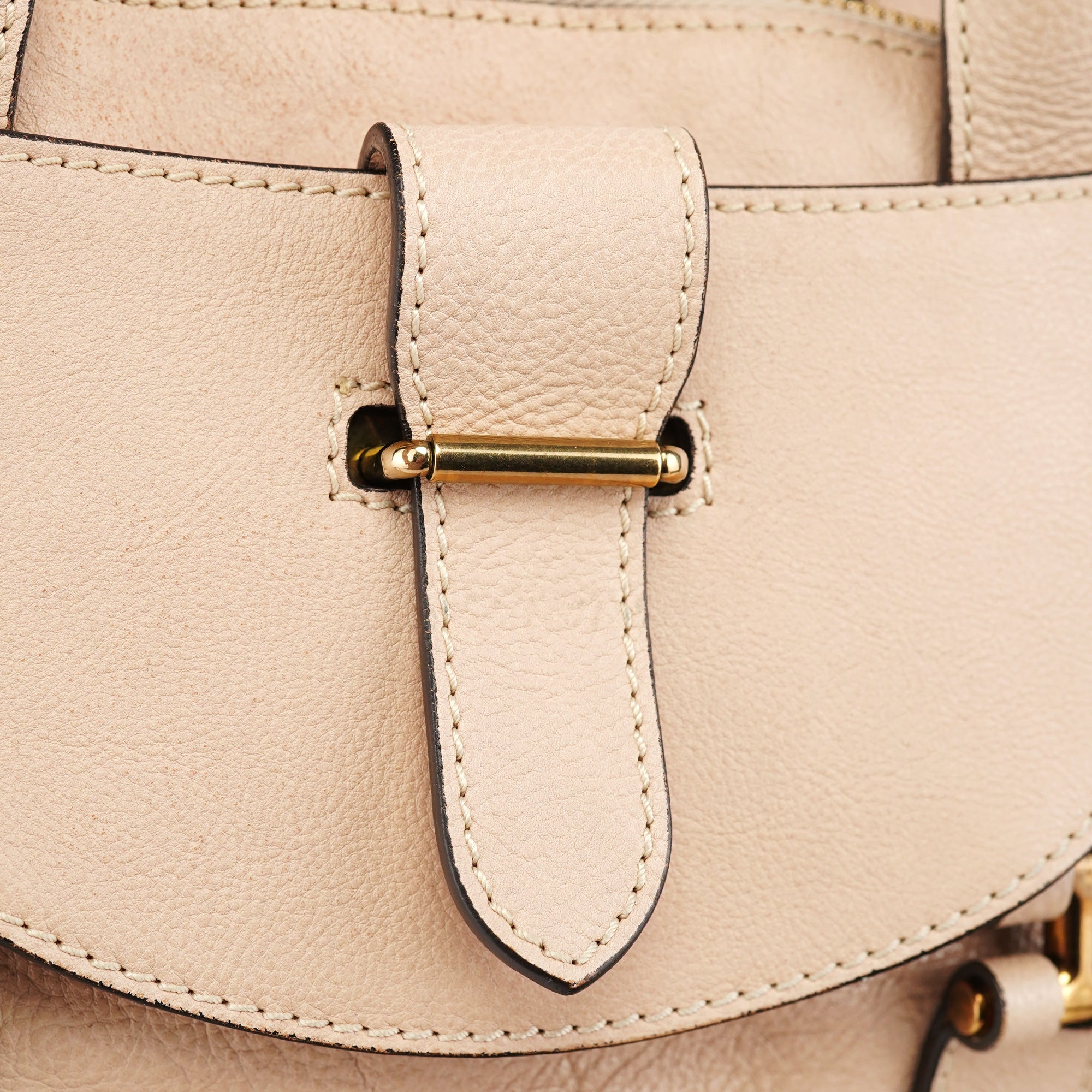 Beige Lambskin Leather Tote Bag