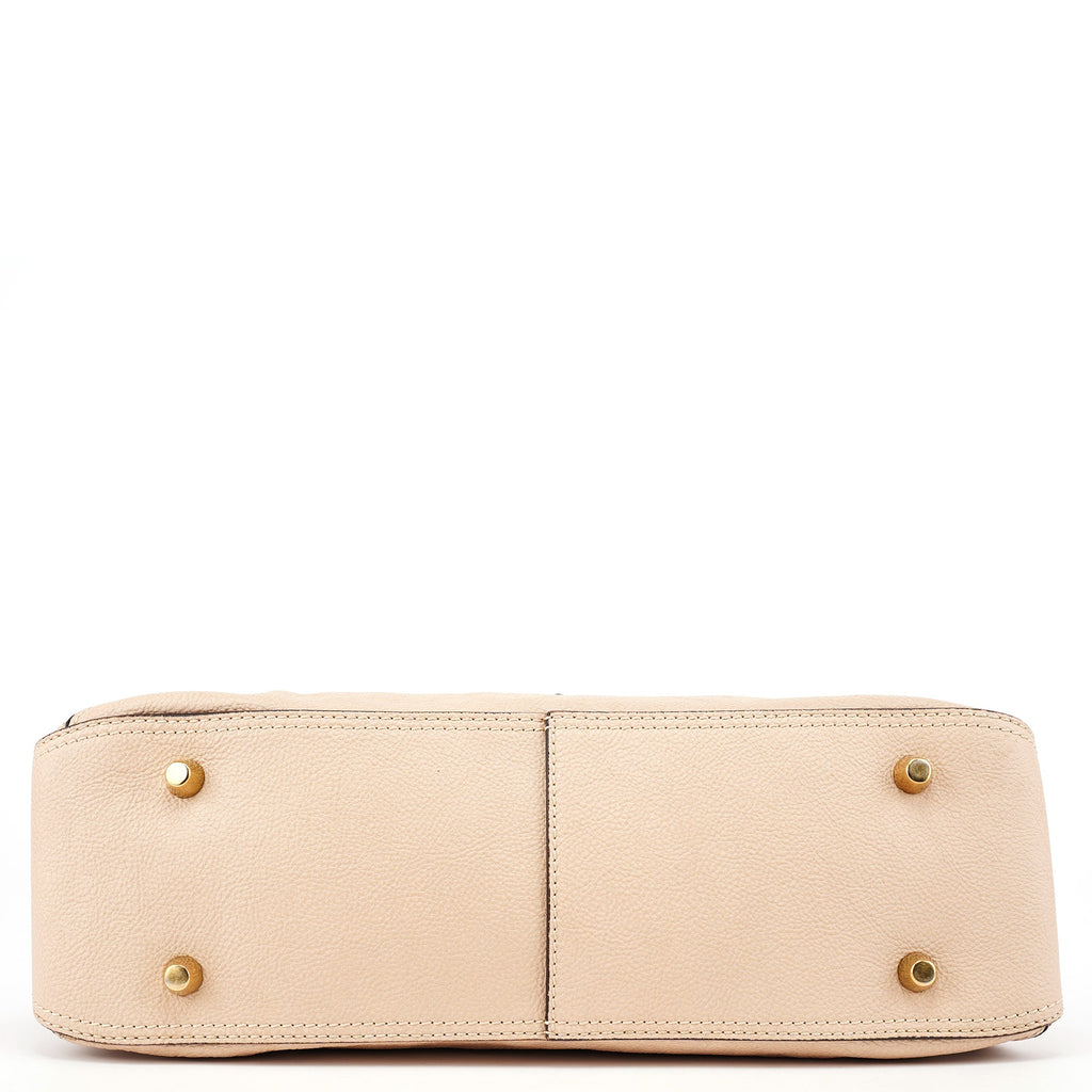 Beige Lambskin Leather Tote Bag