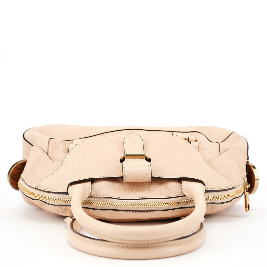 Beige Lambskin Leather Tote Bag