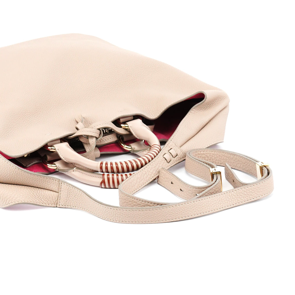 Beige Leather 2-Way Bag