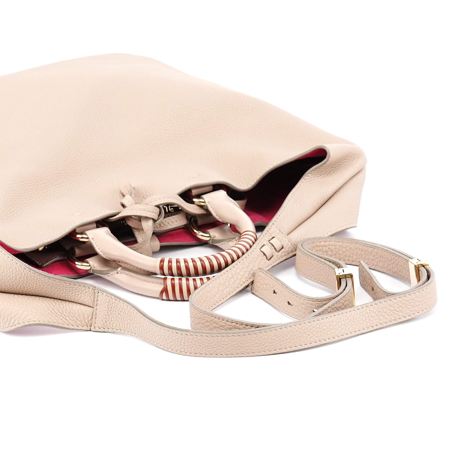 Beige Leather 2-Way Bag