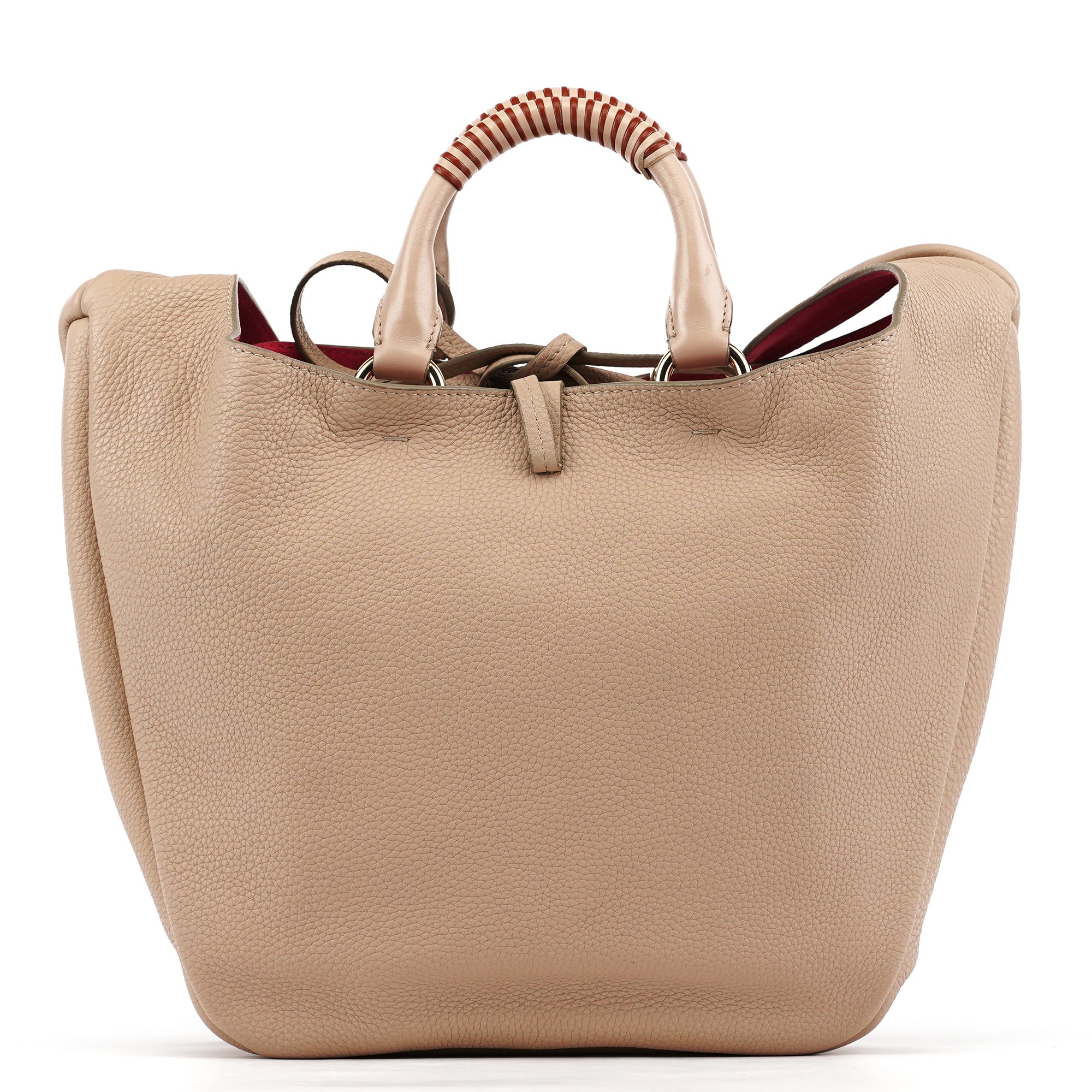 Beige Leather 2-Way Bag