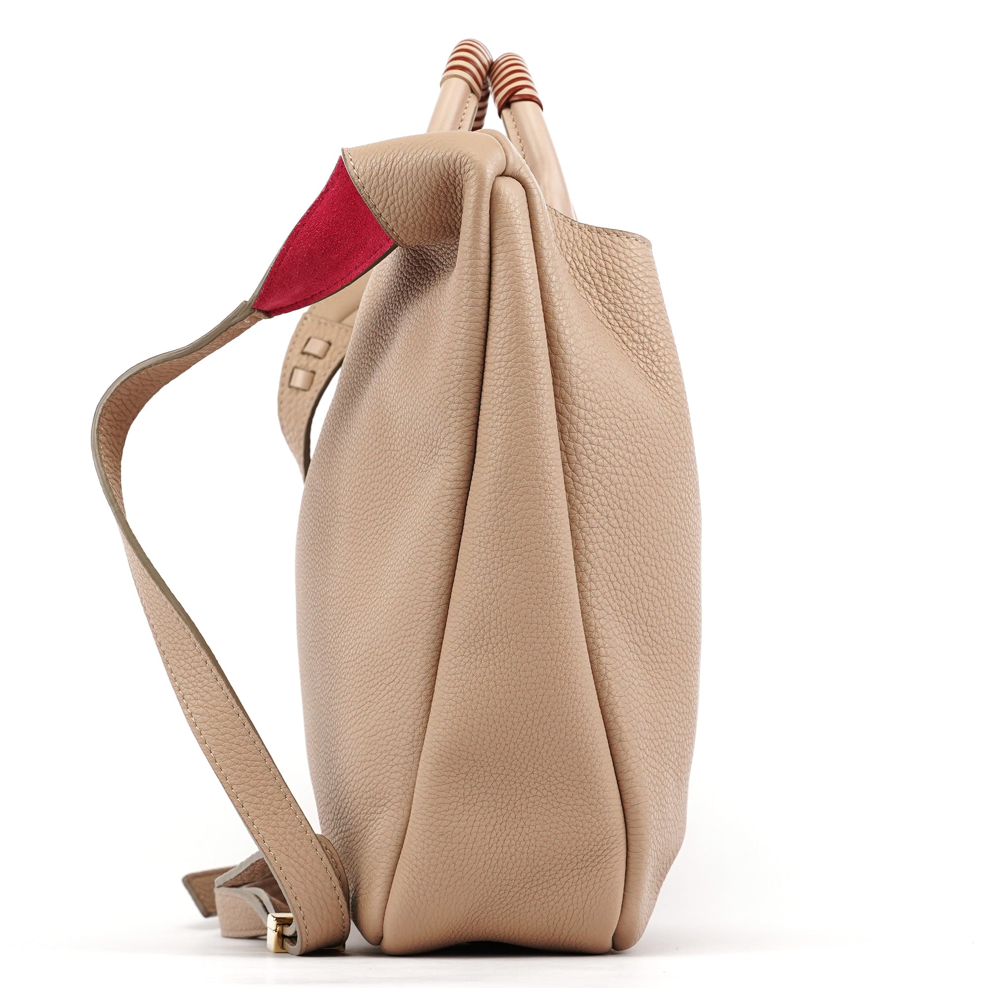 Beige Leather 2-Way Bag