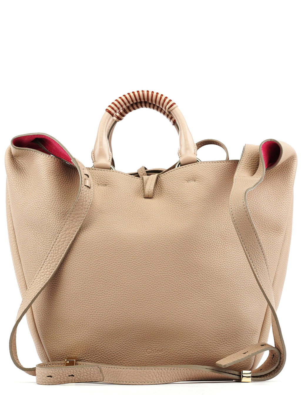 Beige Leather 2-Way Bag