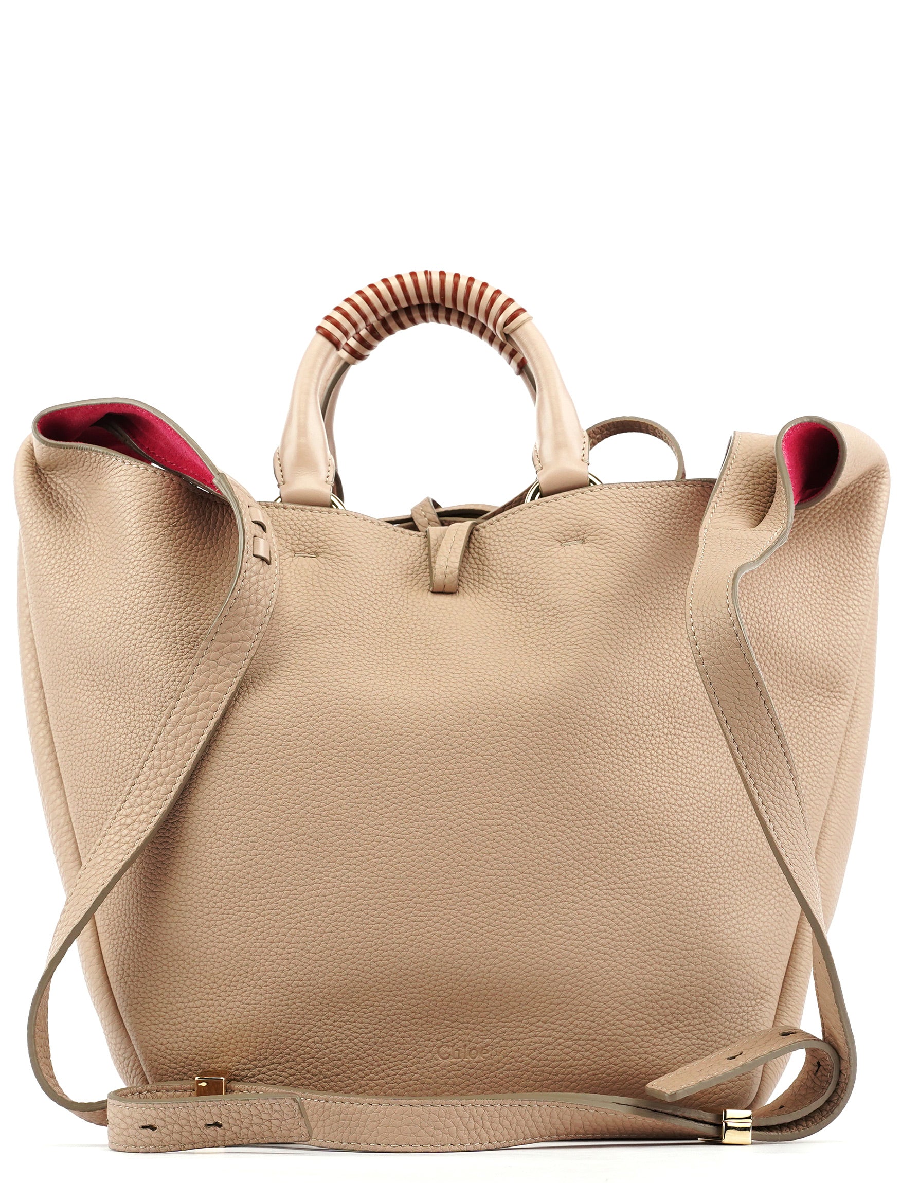 Beige Leather 2-Way Bag