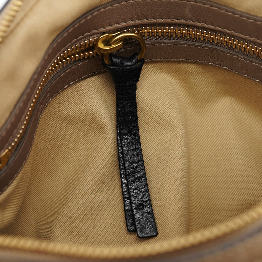 Beige Leather Bay Tote Bag