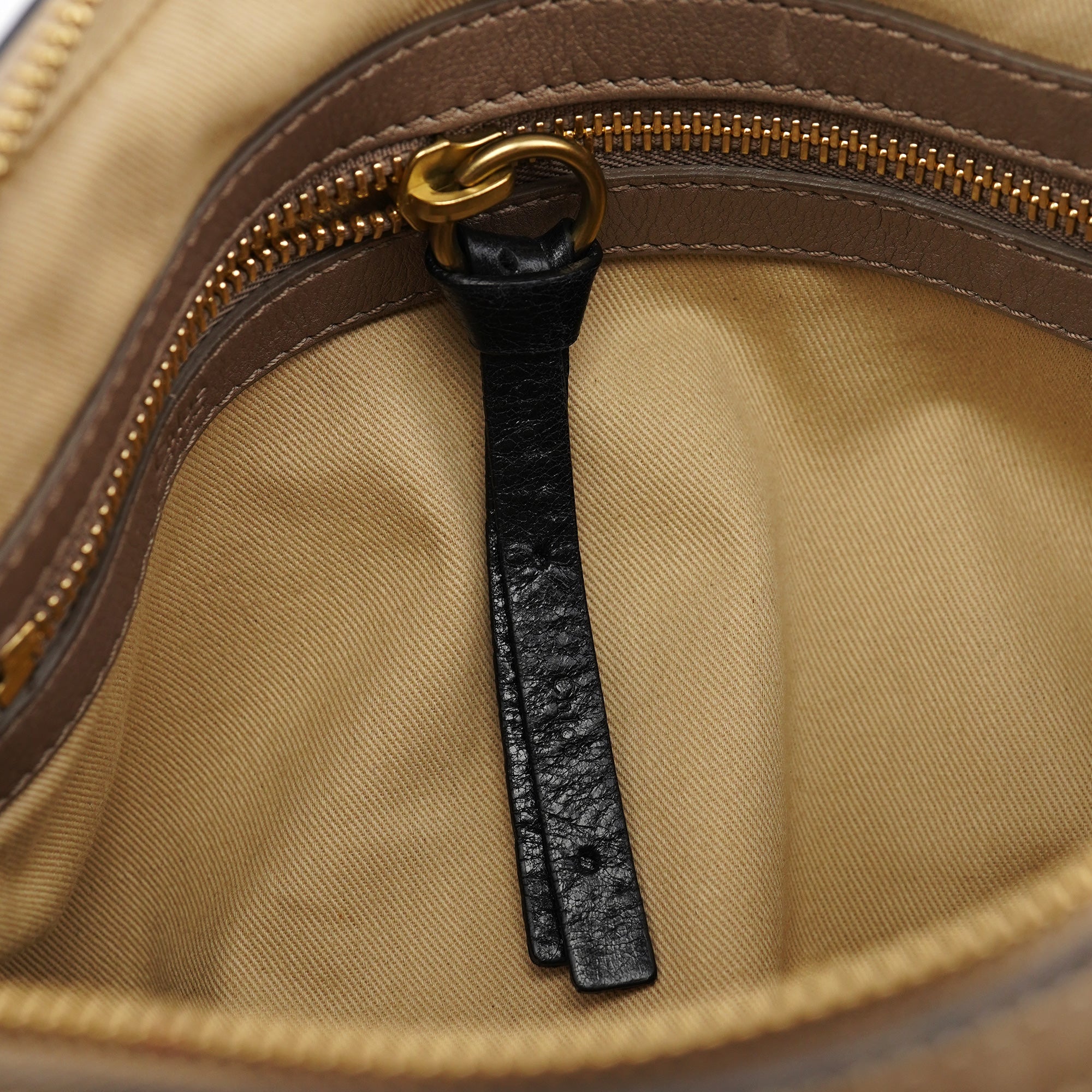 Beige Leather Bay Tote Bag
