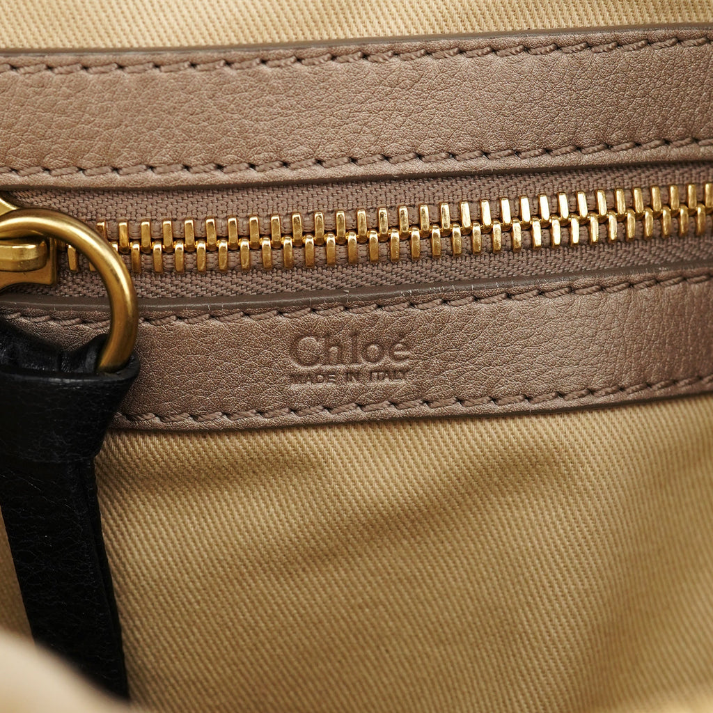 Beige Leather Bay Tote Bag
