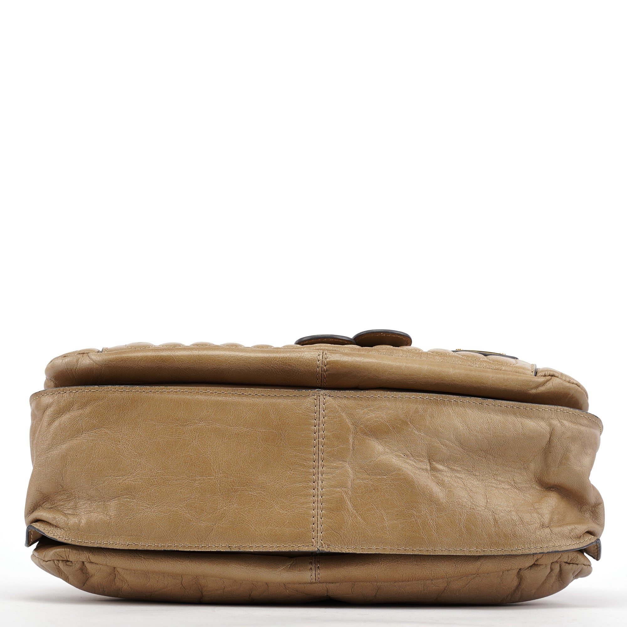 Beige Leather Bay Tote Bag