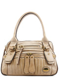 Beige Leather Bay Tote Bag