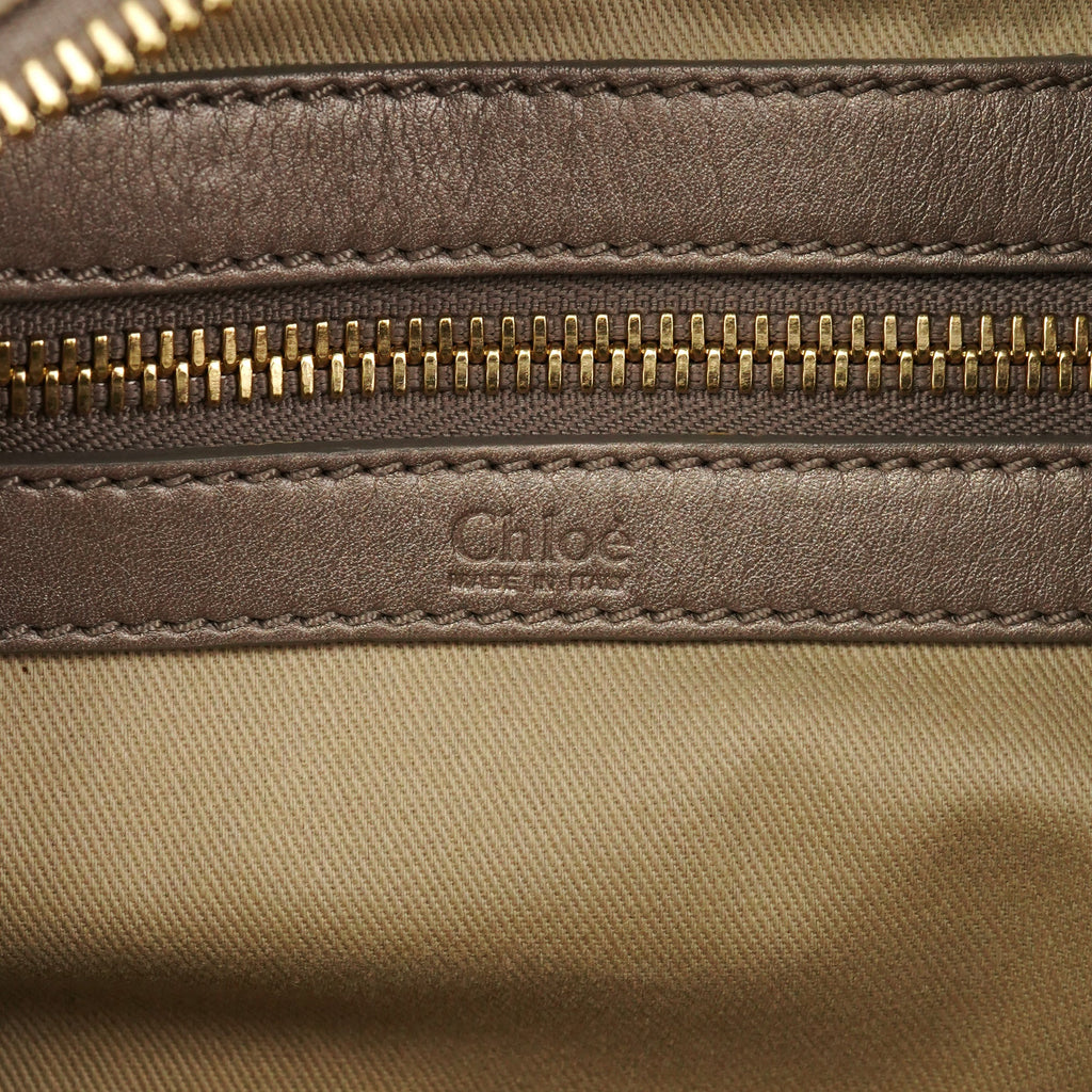 Beige Leather Bay Tote Bag