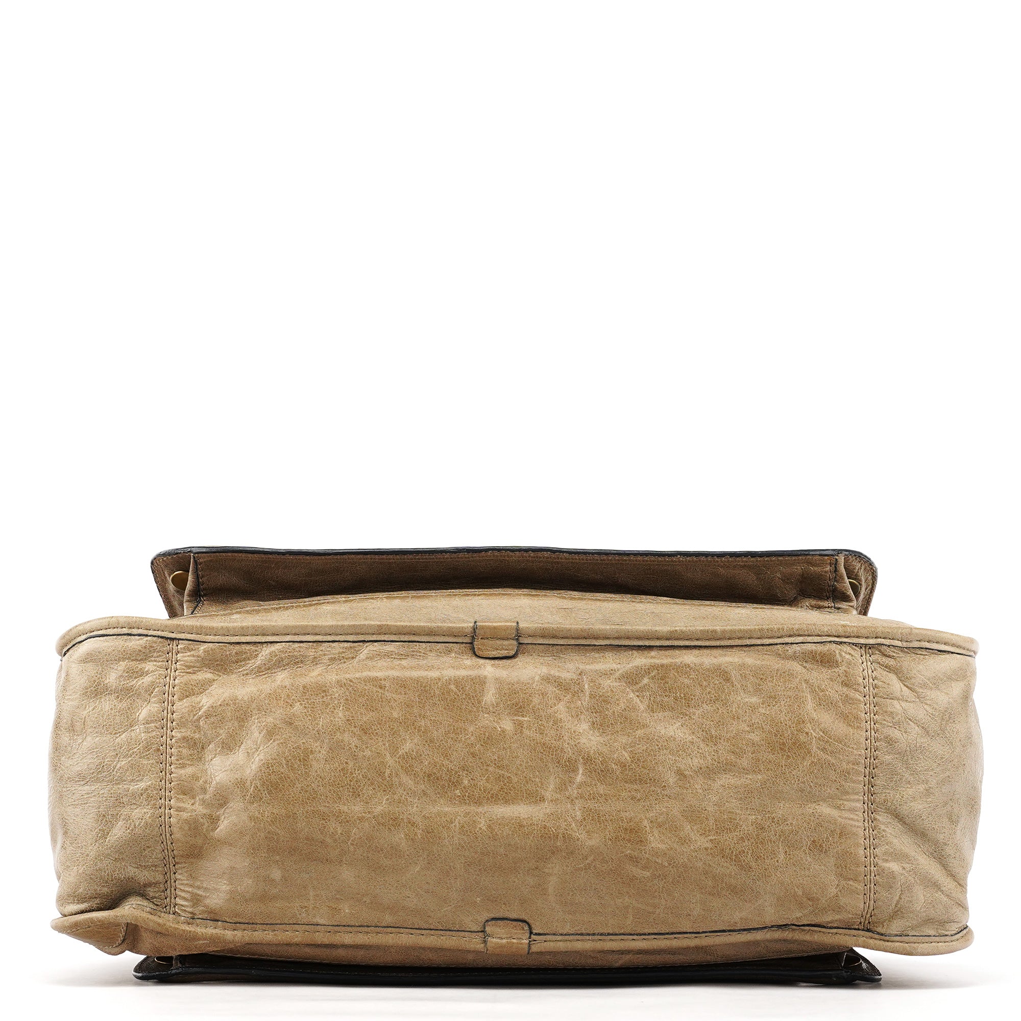 Beige Leather Bay Tote Bag