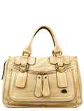 Beige Leather Bay Tote Bag
