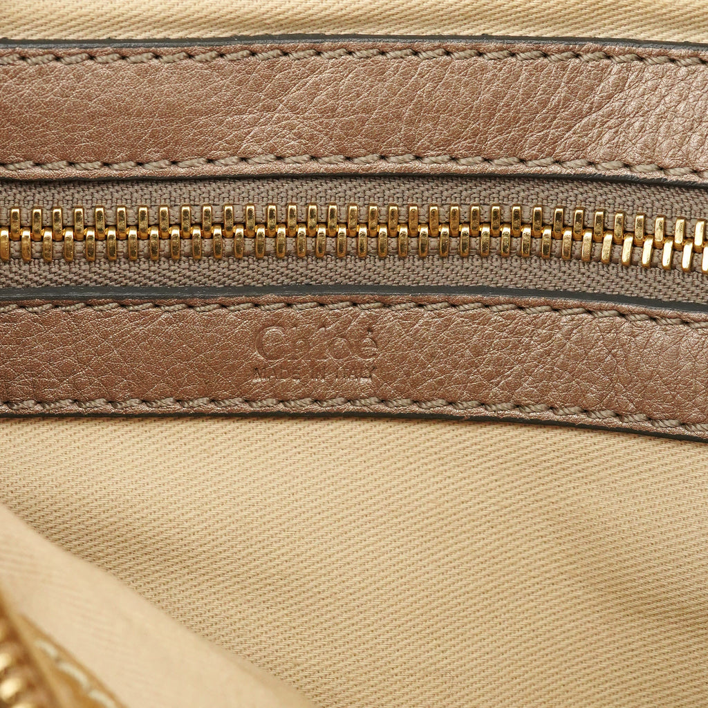 Beige Leather Bay Tote Bag