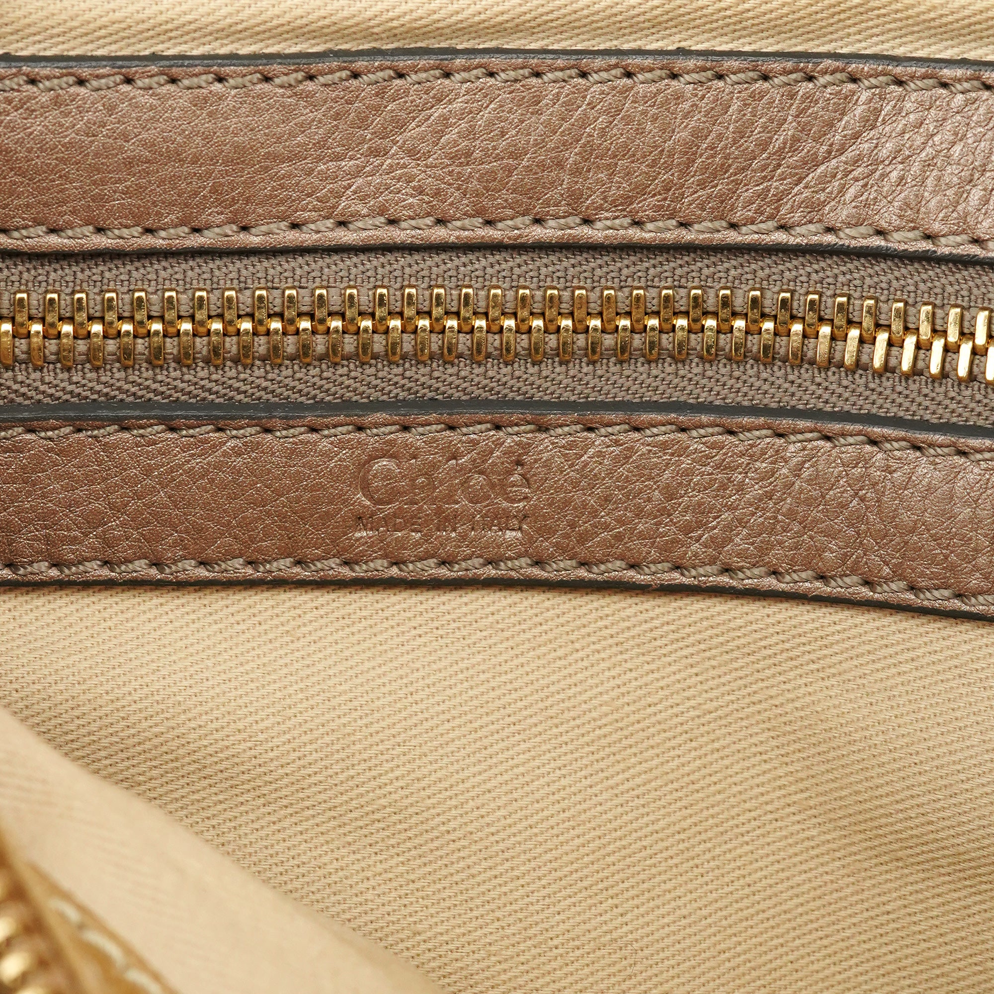 Beige Leather Bay Tote Bag