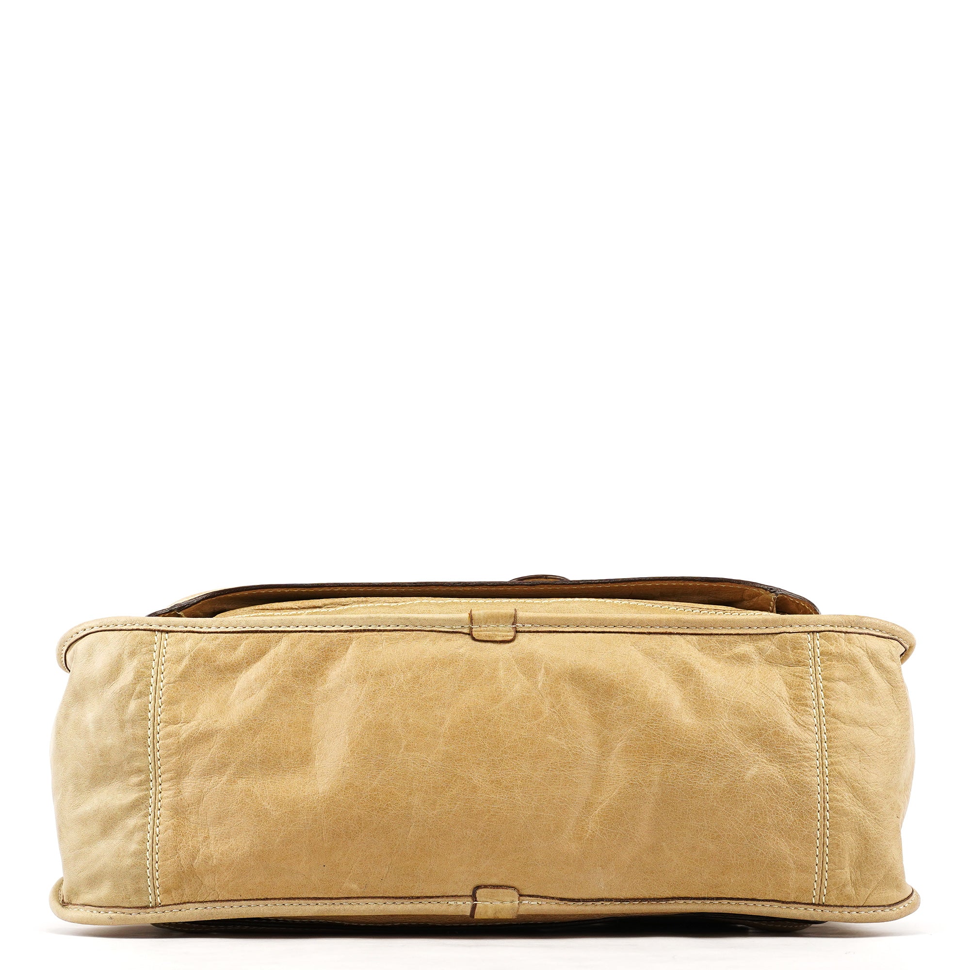 Beige Leather Bay Tote Bag