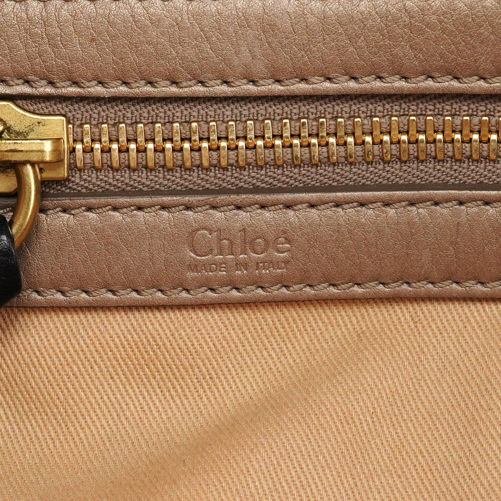 Beige Leather Bay Tote Bag