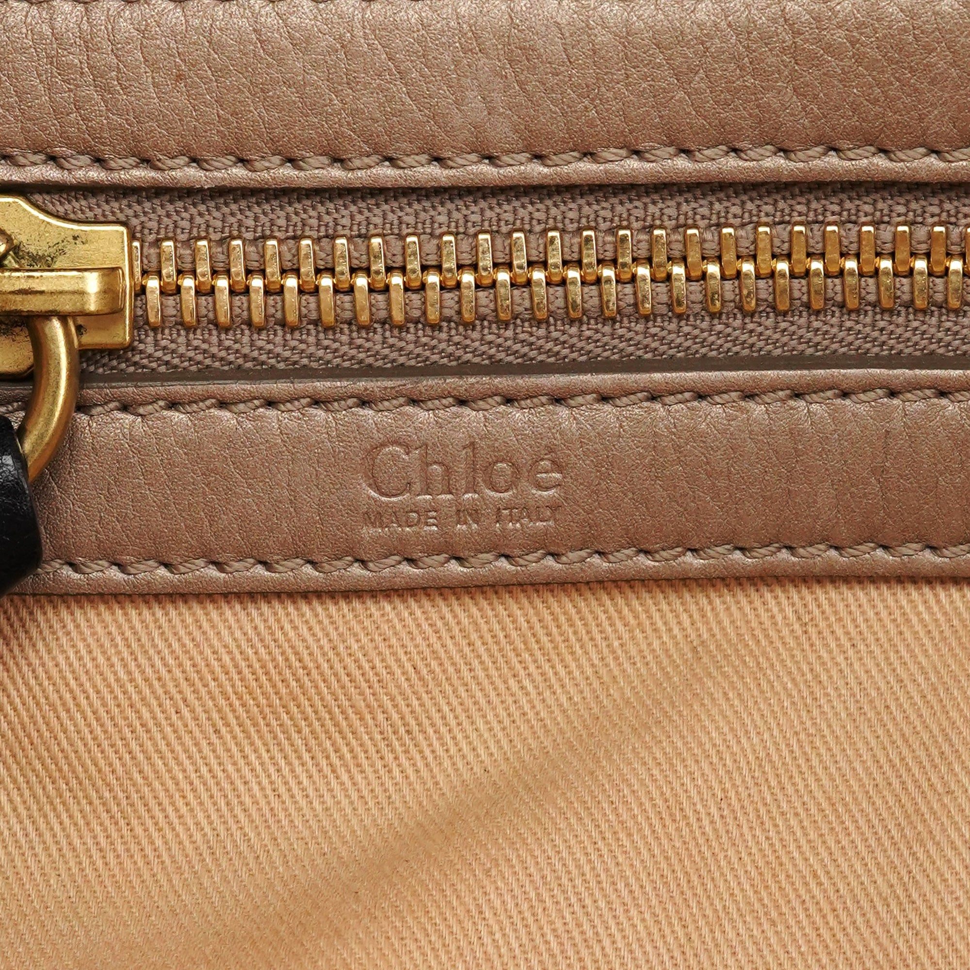 Beige Leather Bay Tote Bag