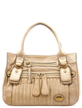 Beige Leather Bay Tote Bag