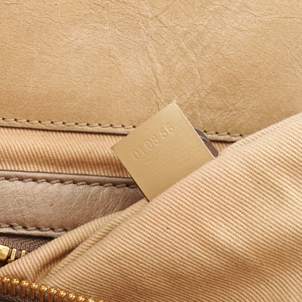 Beige Leather Bay Tote Bag
