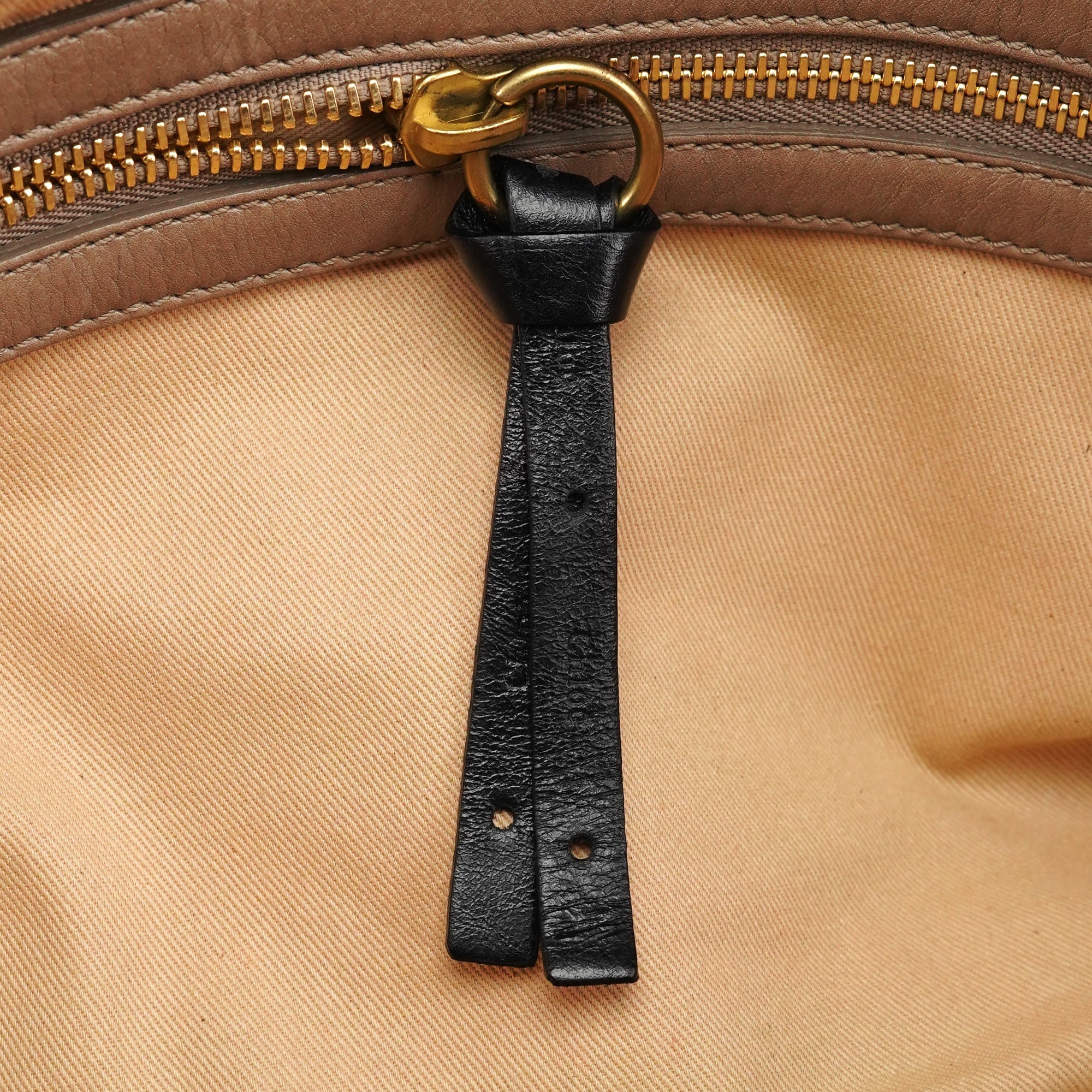 Beige Leather Bay Tote Bag