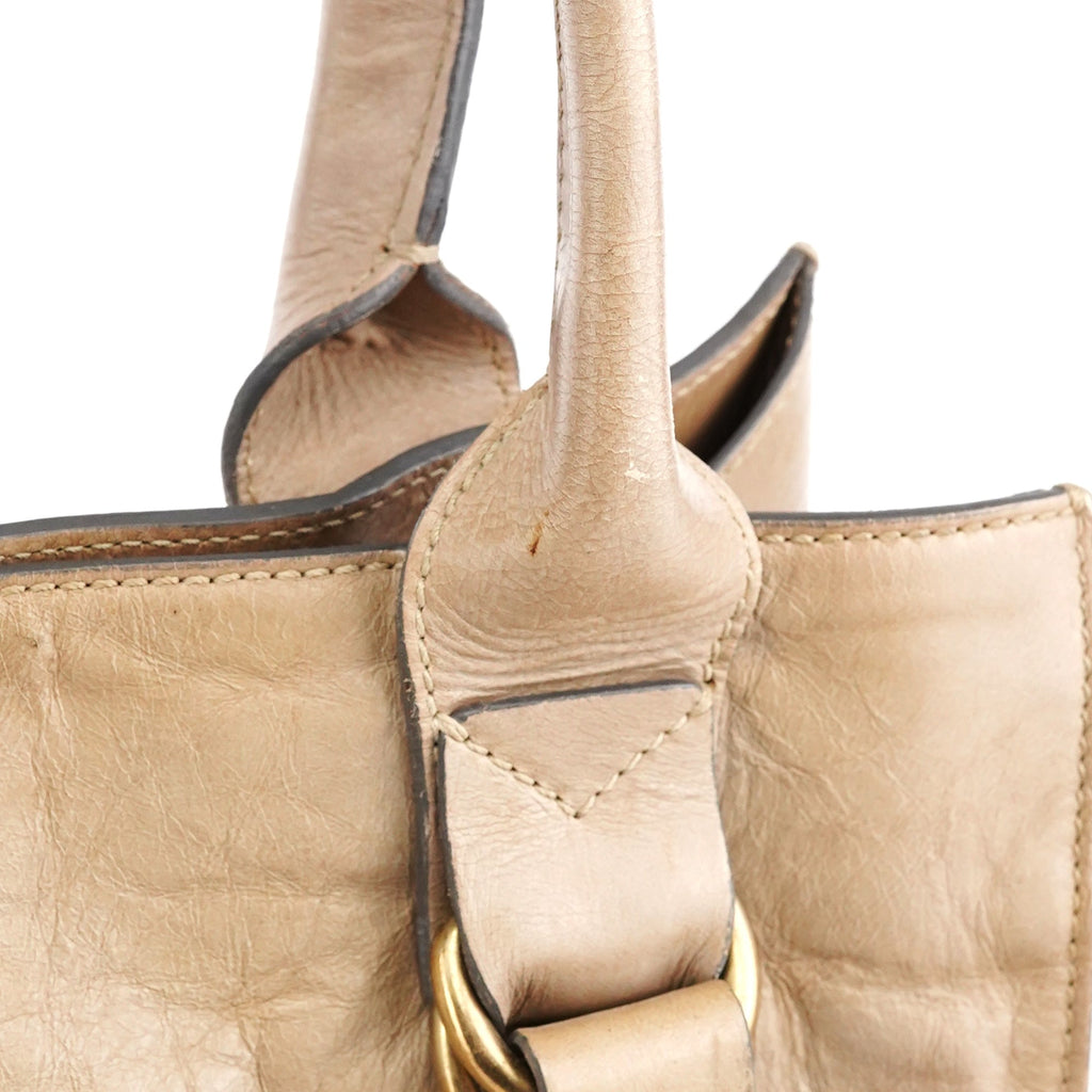 Beige Leather Bay Tote Bag