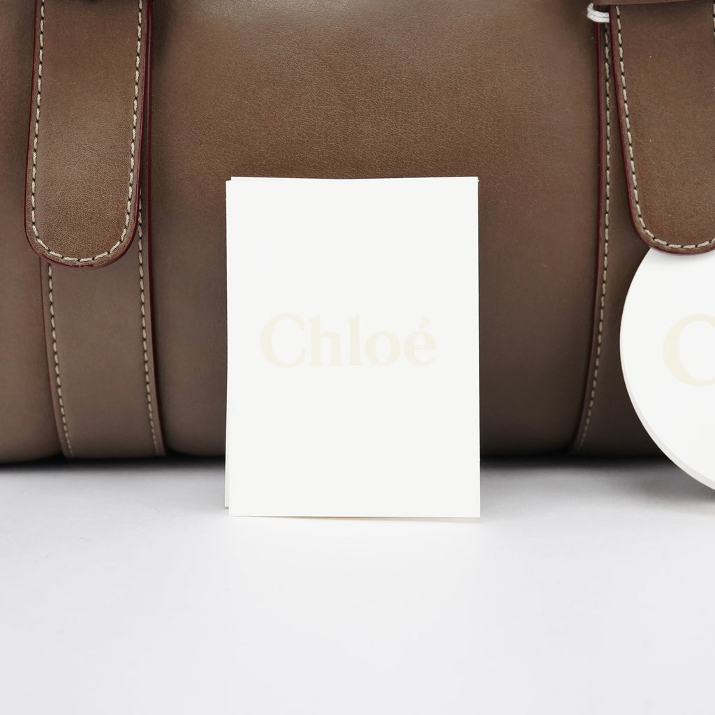 Beige Leather Boston 2-Way Bag
