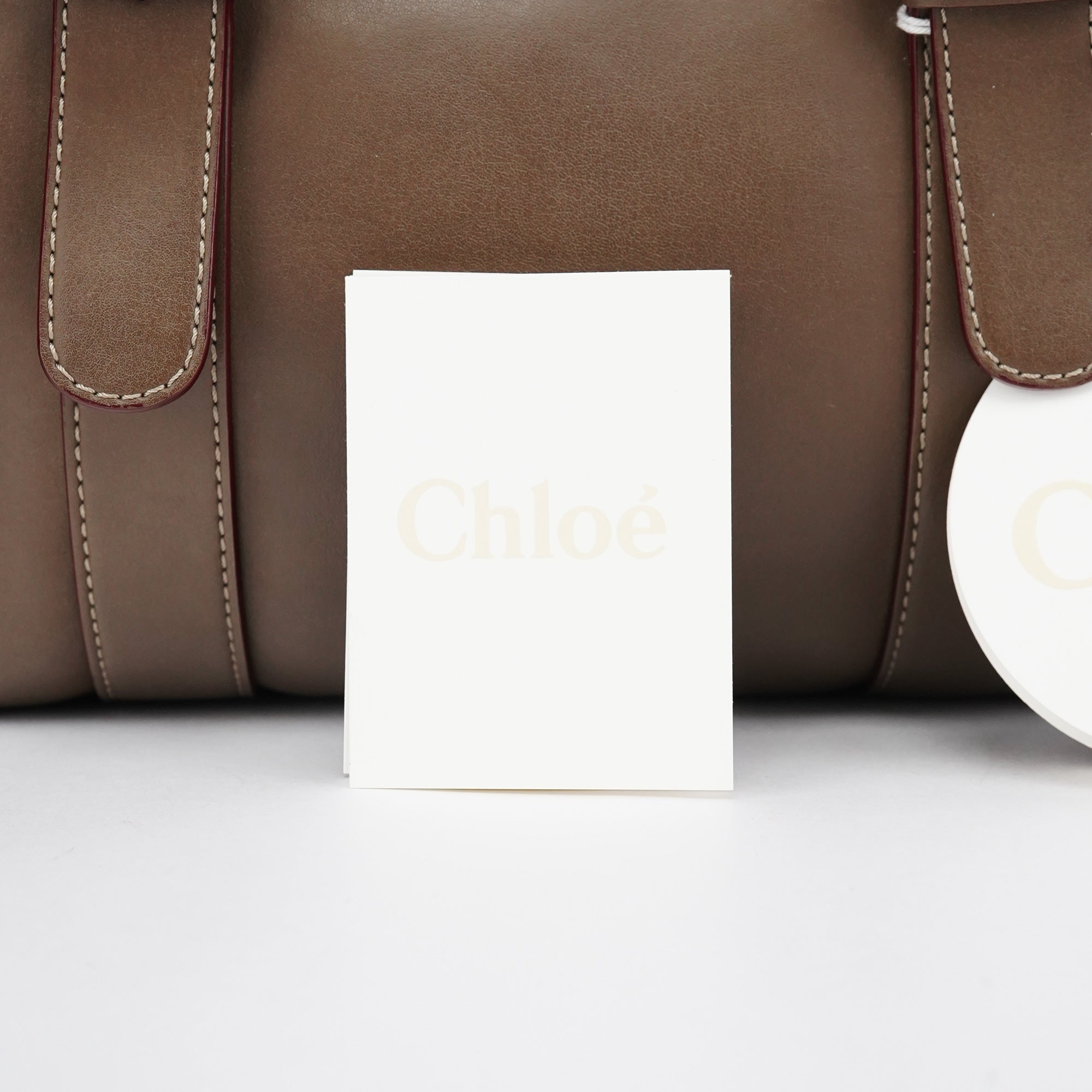 Beige Leather Boston 2-Way Bag