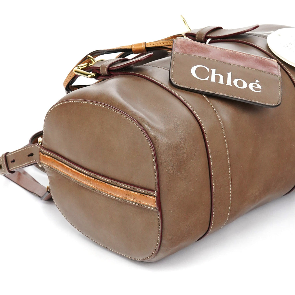 Beige Leather Boston 2-Way Bag