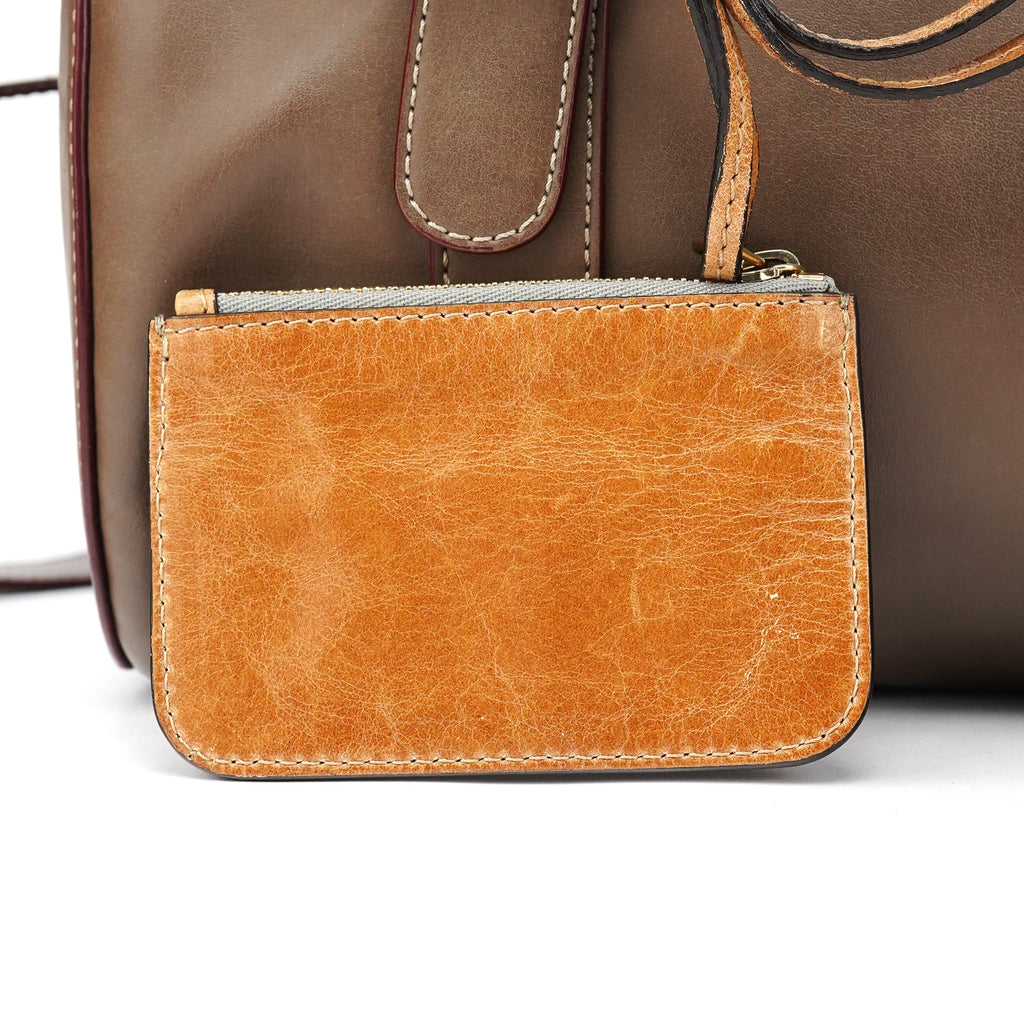 Beige Leather Boston 2-Way Bag