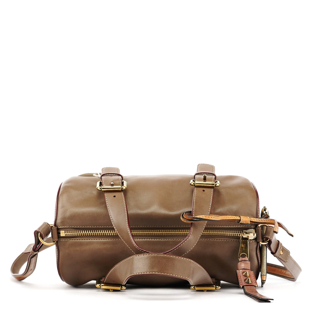 Beige Leather Boston 2-Way Bag