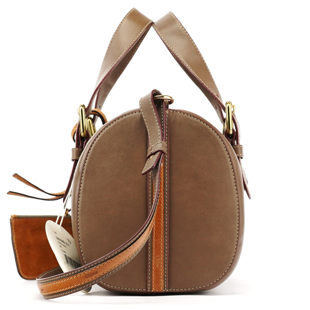 Beige Leather Boston 2-Way Bag
