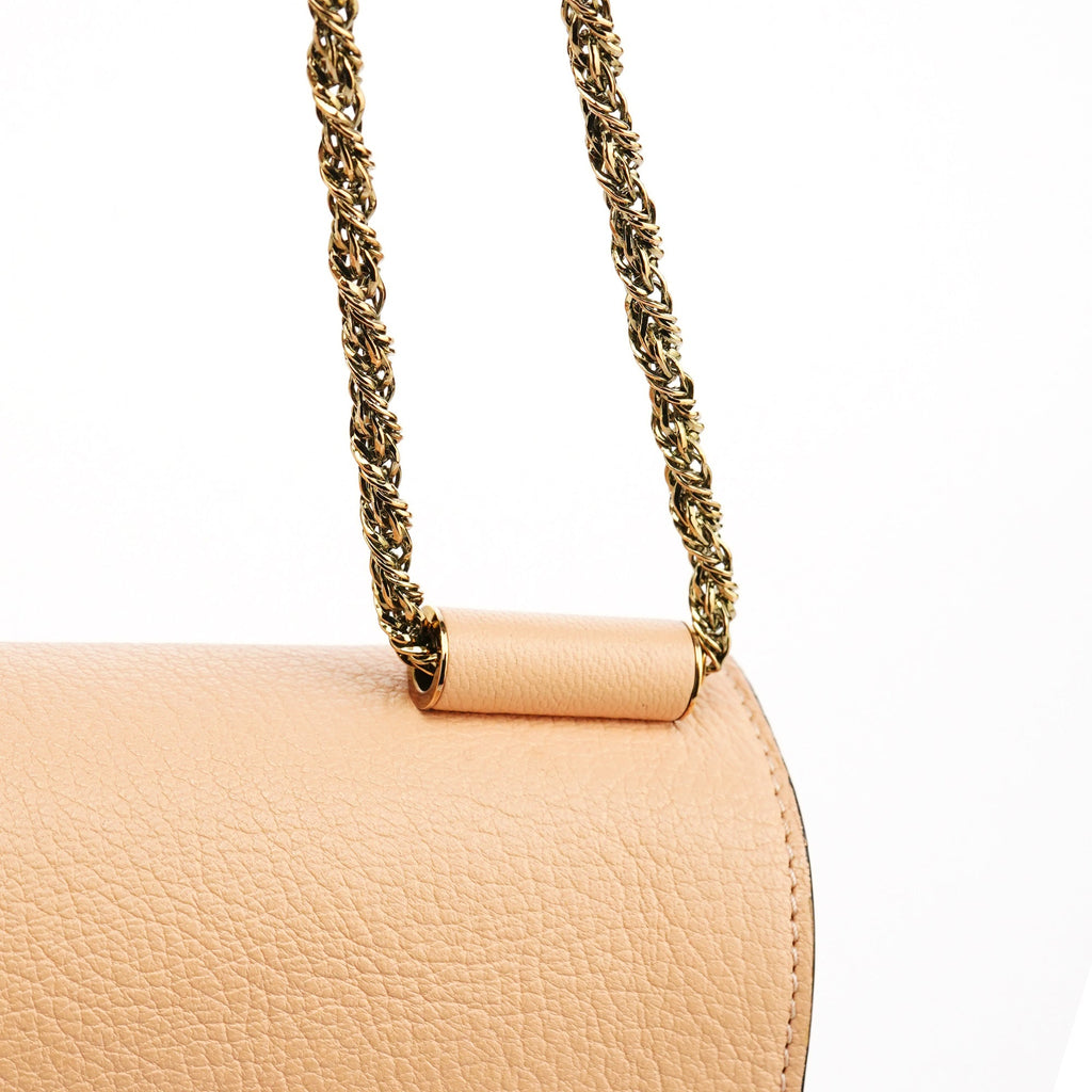 Beige Leather Elsie Chain 2-Way Shoulder Bag