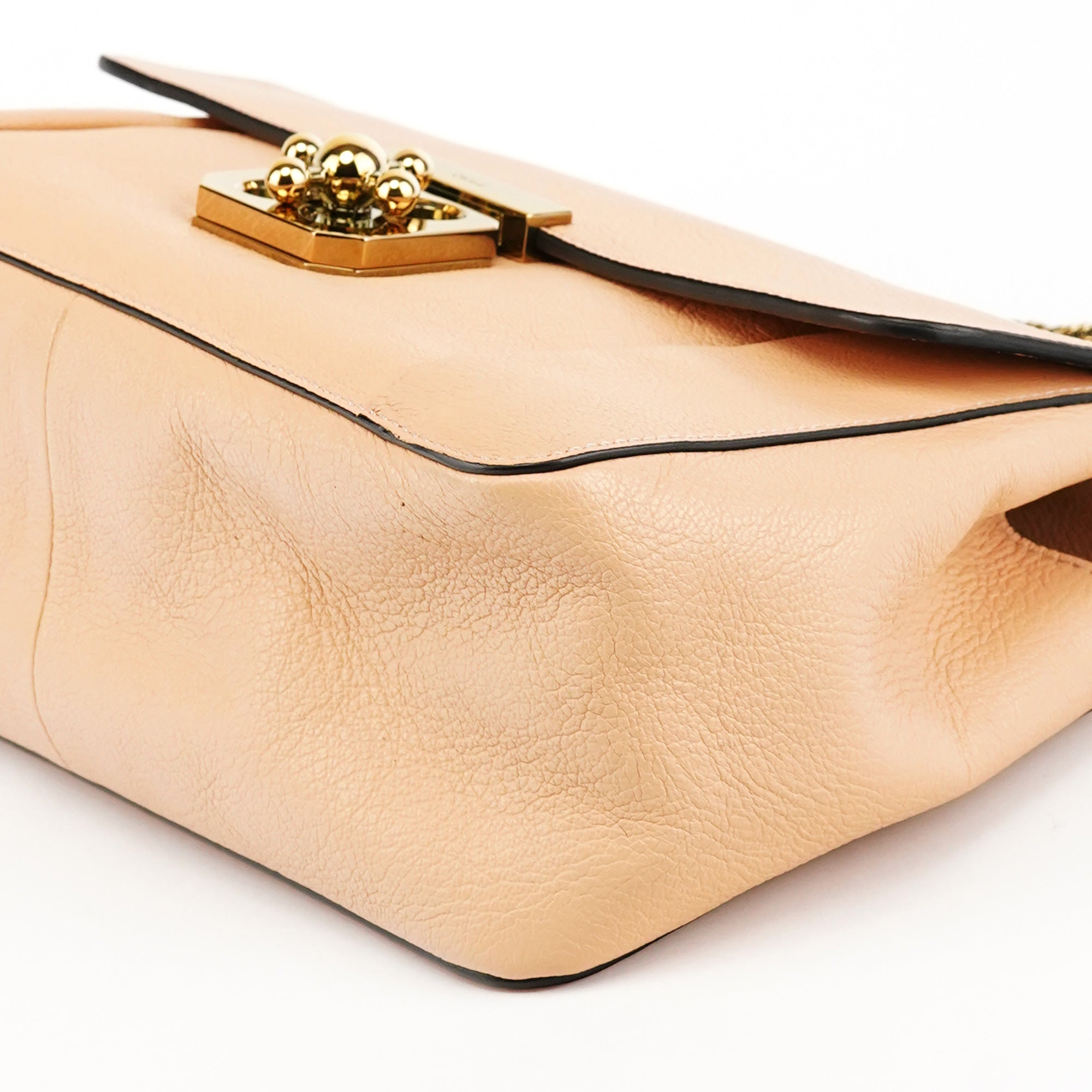 Beige Leather Elsie Chain 2-Way Shoulder Bag
