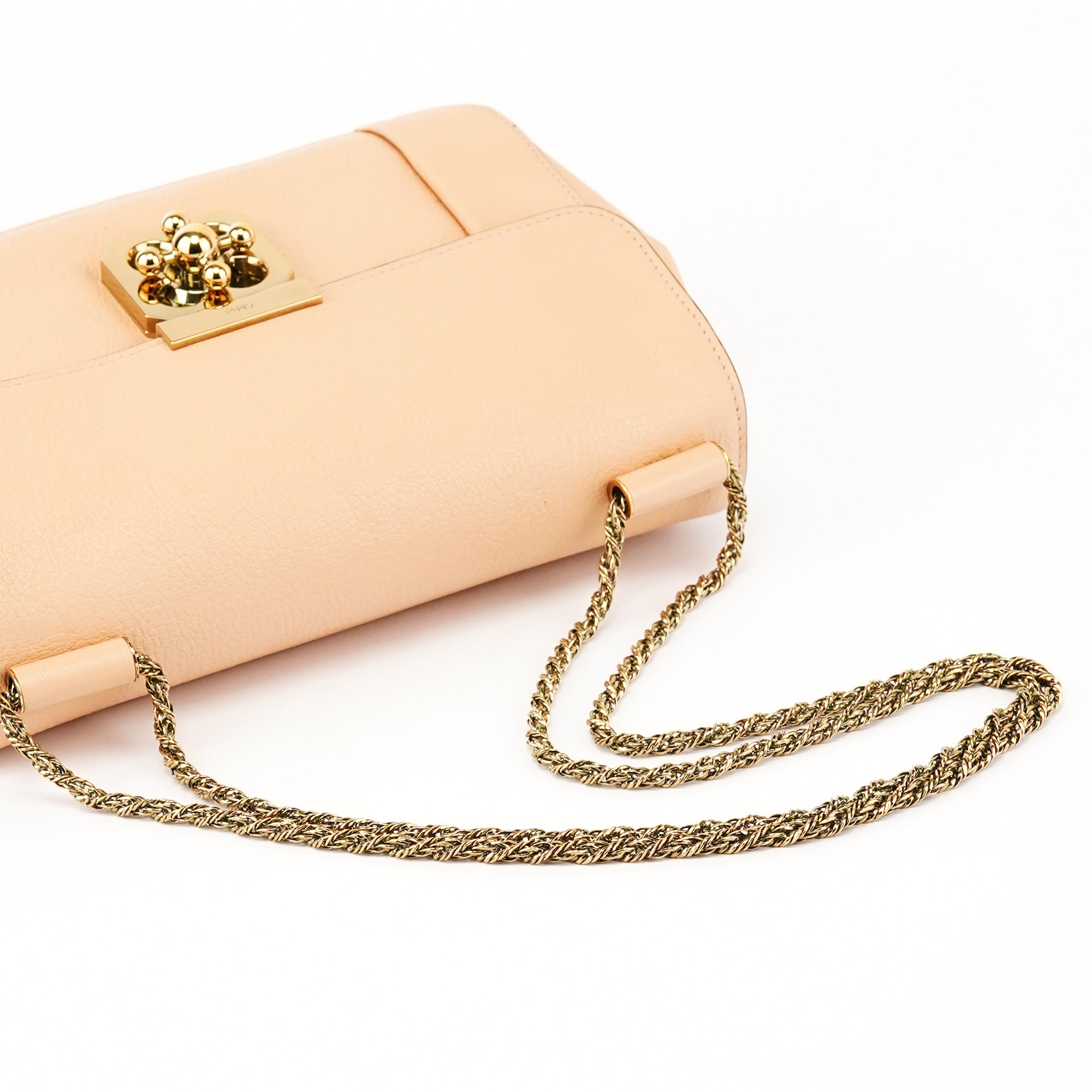 Beige Leather Elsie Chain 2-Way Shoulder Bag