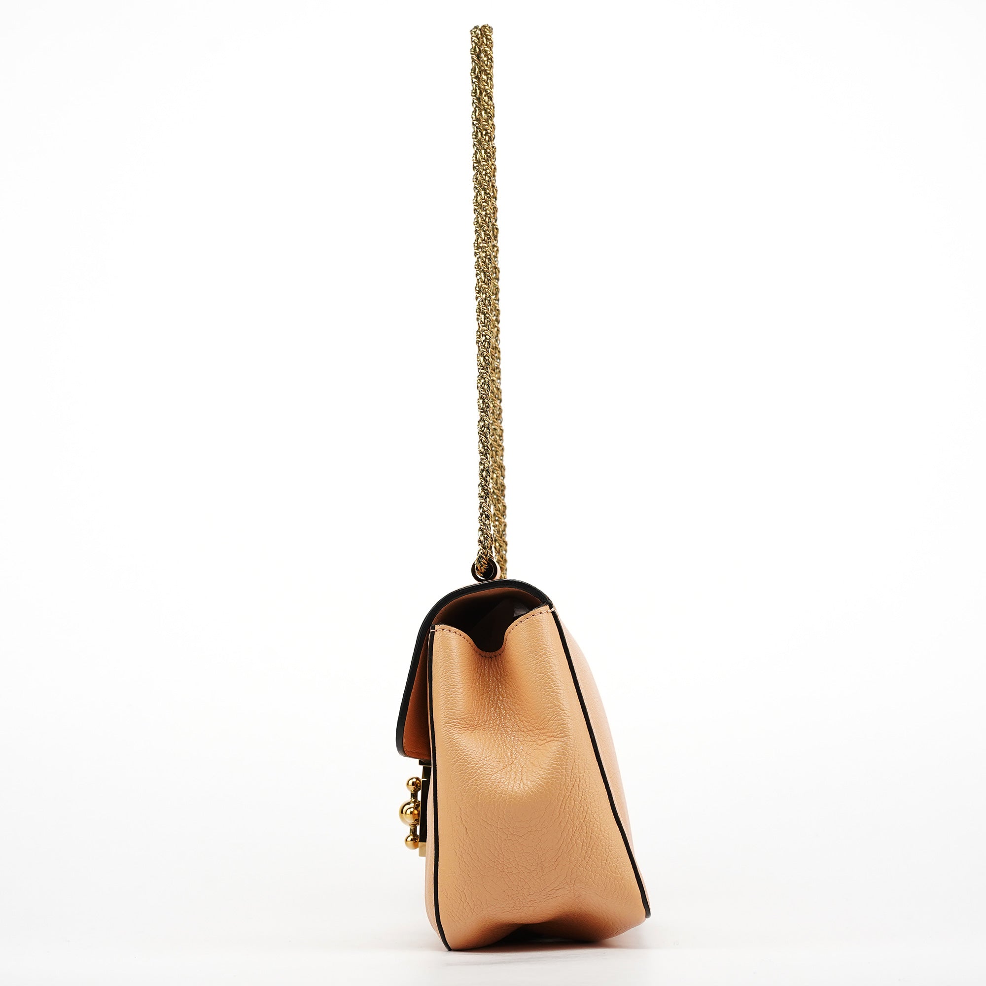 Beige Leather Elsie Chain 2-Way Shoulder Bag