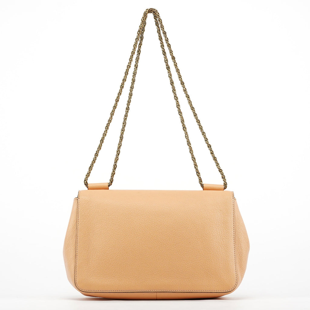 Beige Leather Elsie Chain 2-Way Shoulder Bag